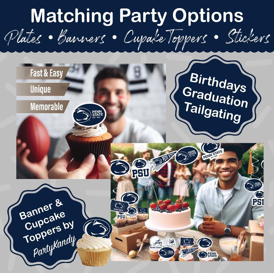 Penn State Party Supplies, Graduation Decorations, Plates & Napkins 37 Pcs - Image 5