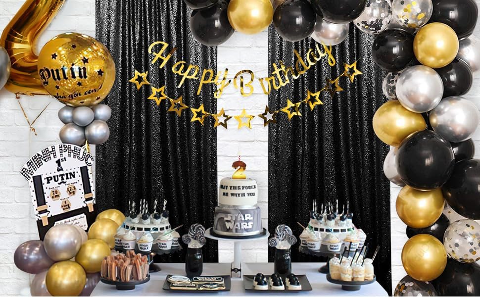 Black Sequin Backdrop Curtain 4 Pcs Bling Fabric Backdrop Sparkly Photography Background Backdrop for Christmas Party Decoration - Image 5