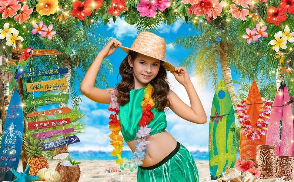 7x5ft Summer Hawaiian Beach Photography Tropical Luau Backdrop - Image 3