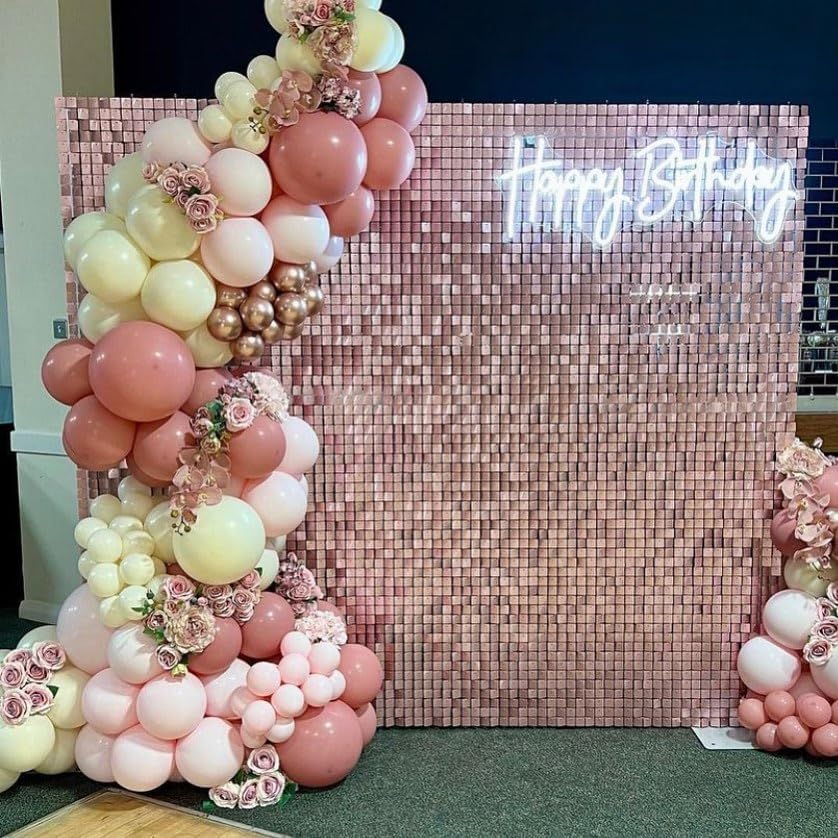 Matte Pink Shimmer Wall Backdrop, 24pcs Sequin Panels - Image 4