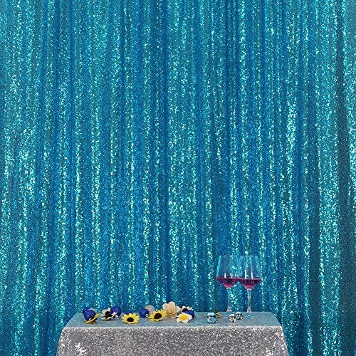 Poise3EHome 6FT x 8FT Turquoise Sequin Photography Backdrop Curtain for Party Decoration by Poise3EHome
